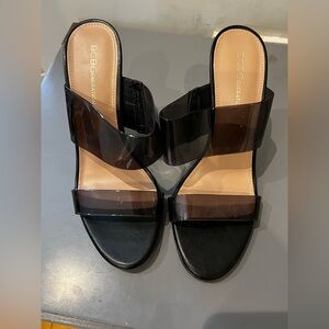 BCBGeneration Black and Tan Women's Sandals